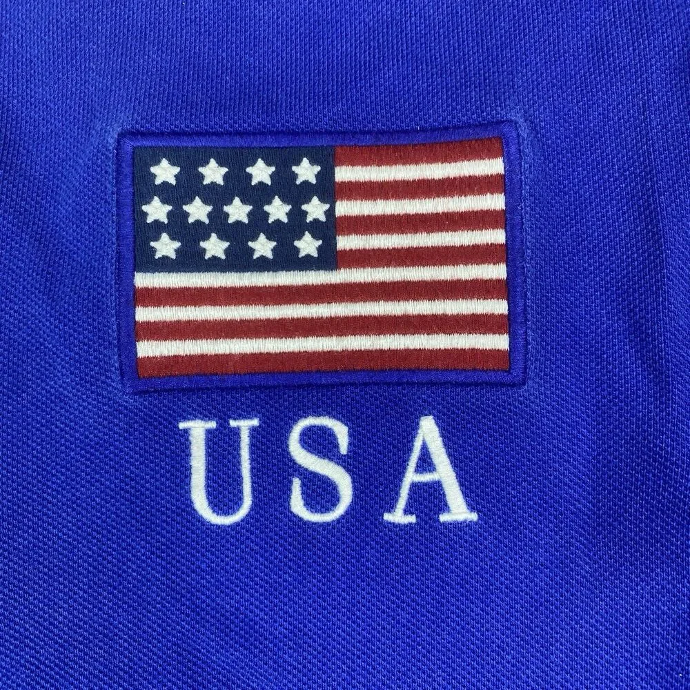 Polo Ralph Lauren Polo Shirt Men’s M Blue Big Pony USA Long Sleeve #3 PRL RARE